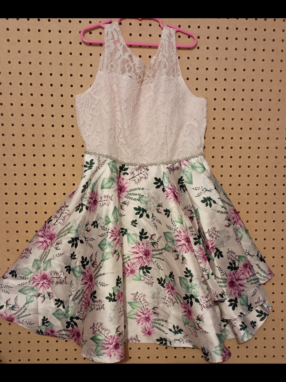 Emily Rose Girls Floral Dress with Pink and Green Accents Sz 14